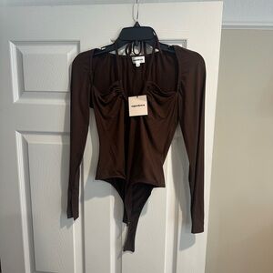 Superdown Chocolate Long Sleeve Bodysuit